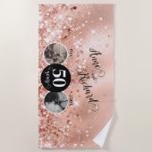 2 Foto Toen en Nu ELK JAAR Bruiloft Jubileum Strandlaken (Voorkant)