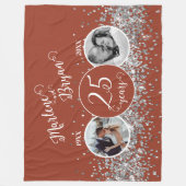 2 Foto "Toen en Nu" Silver Wedding Jubileum Fleece Deken (Voorkant)