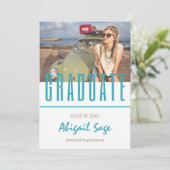 2 Foto Trendy Modern Beach Afstuderen Kaart (Staand voorkant)