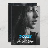 2 Foto Trendy Modern Blue and White Afstuderen Kaart (Voorkant / Achterkant)