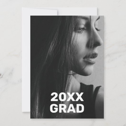 2 Foto Trendy Modern Bold White Text Afstuderen Kaart (Voorkant)