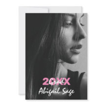 2 Foto Trendy Modern Pink and White Afstuderen