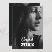 2 Foto Trendy Modern White Text Afstuderen Kaart (Voorkant / Achterkant)