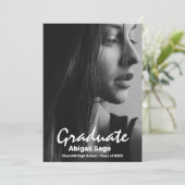 2 Foto Trendy Modern White Text Afstuderen Kaart (Staand voorkant)