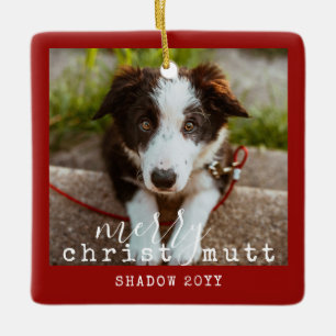2 Foto twee Honden Funny Merry Jett Rustic Red Keramisch Ornament