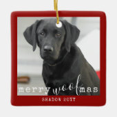 2 Foto Twee honden Merry WofMas Rustic Red Keramisch Ornament (Voorkant)