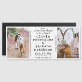 2 Foto Unieke Moderne Weddenschap Opslaan Datum Magnetische Uitnodiging (Voorkant / Achterkant)