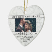 2 Foto van 1 kerstfeest met Faux Marble Heart Keramisch Ornament (Links)