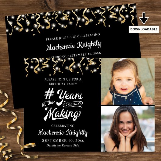 2 Foto van Birthday Black Gold YEARS Kaart