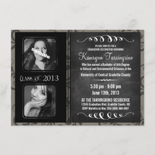 2 Foto van Chalkboard Afstuderen Grayscale Damask Kaart