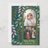 2 Foto van de moderne eucalyptustakken met kerst Feestdagenkaart (Voorkant)