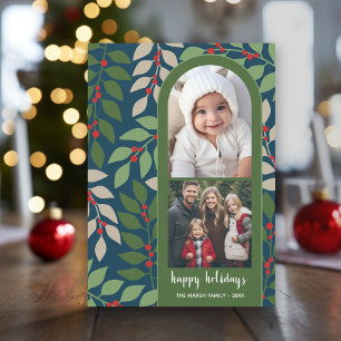 2 Foto van de moderne eucalyptustakken met kerst Feestdagenkaart