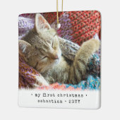 2 Foto van elke tekst Mijn eerste kerstkat | Hond  Keramisch Ornament (Links)