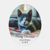 2 Foto van elke tekstmoowy kerstkat Eenvoudig scri Metalen Ornament (Voorkant)