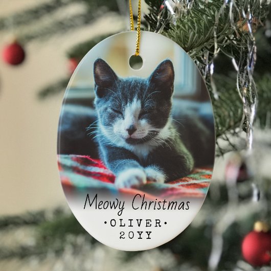 2 Foto van elke tekstmoowy kerstkat Eenvoudig wit Keramisch Ornament