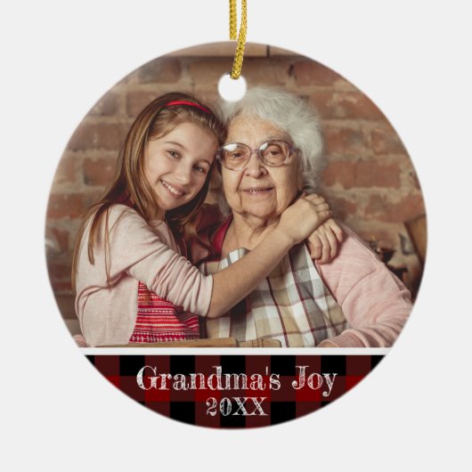 2 Foto van Grandma's Joy Red Buffalo Pset Keramisch Ornament (Voorkant)