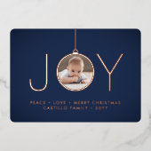 2 Foto van Navy Blue Modern Joy kerstversiering Folie Feestdagenkaart (Voorkant)