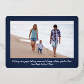 2 Foto van Navy Blue Modern Joy kerstversiering Folie Feestdagenkaart (Achterkant)