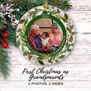 2-Foto van ons eerste Kerstfeest als grootouders W Keramisch Ornament