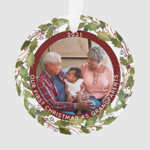2-Foto van ons eerste Kerstfeest als grootouders W Ornament