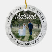 2 Foto van onze eerste kerstvrouw Faux Marble Keramisch Ornament (Voorkant)