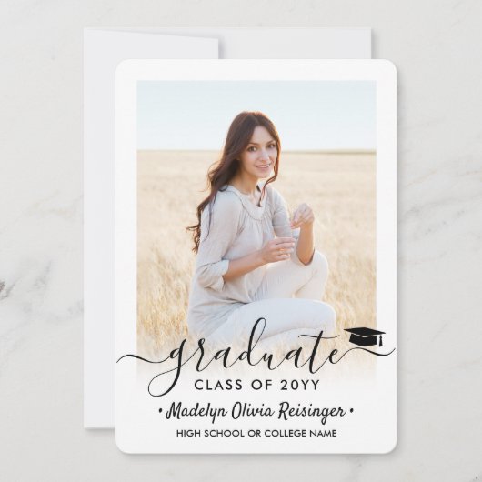 2 Foto van ouders Eenvoudig Script-Afstuderen Aankondiging (Voorkant)