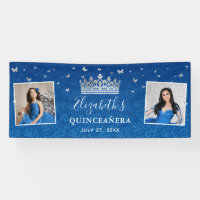 2 Foto Verjaardag Zilver en Koningsblauw Quinceane