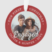 2 Foto Verloving 1st Kerstmis Elegant Red White Ornament (voorkant)