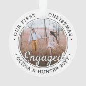 2 Foto Verloving 1st Kerstmis zwart-wit Ornament (achterkant)