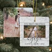 2 Foto Verloving Eerste Kerstmis Faux Marble Keramisch Ornament