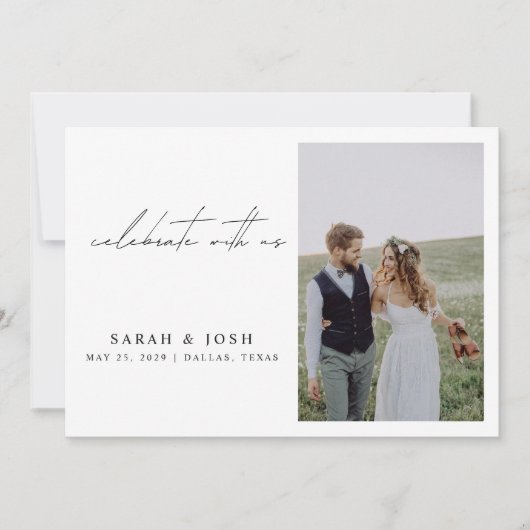 2 foto vieren met ons bruiloft receptie aankondiging (Voorkant)