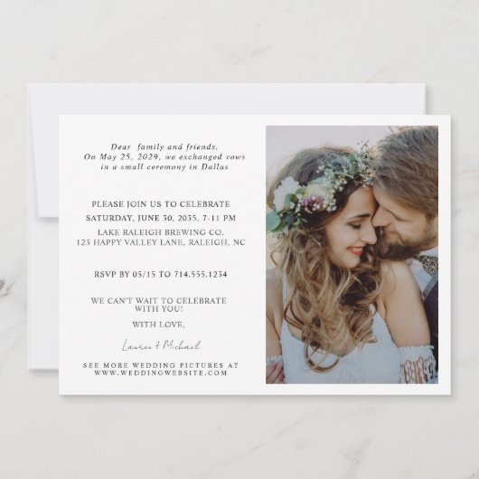 2 foto vieren met ons bruiloft receptie aankondiging (Achterkant)