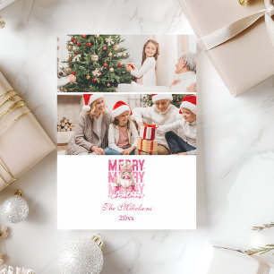 2 Foto Vintage Roze Notenkraker Kerstmis Feestdagenkaart