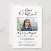 2 Foto Virtual Bat Mitzvah Modern Pink Rose Gold Kaart (Voorkant)