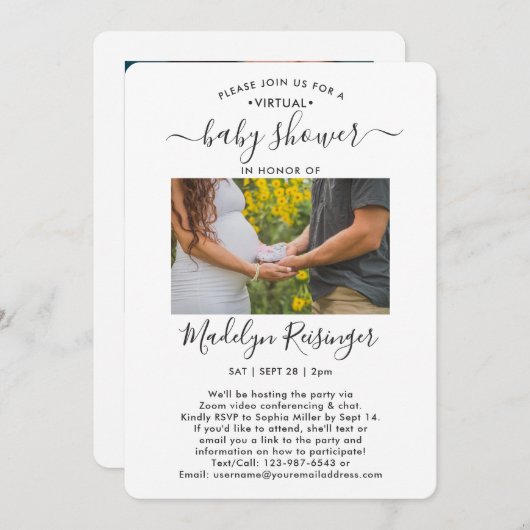 2 Foto Virtual Long Distance Baby shower door Mail Kaart (Voorkant / Achterkant)