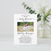 2 Foto virtueel Baby shower door Mail Modern Scrip Uitnodiging Briefkaart (Staand voorkant)