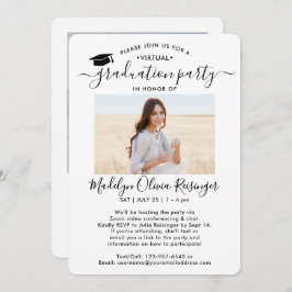 2 Foto Virtueel Graduation Party Modern Script Kaart
