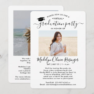 2 Foto Virtueel Graduation Party Modern Script Kaart