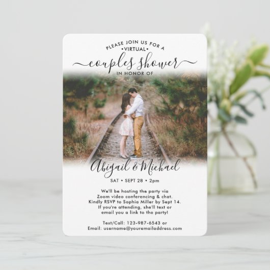 2 Foto virtueel koppel Vrijgezellenfeest per post Kaart (Staand voorkant)