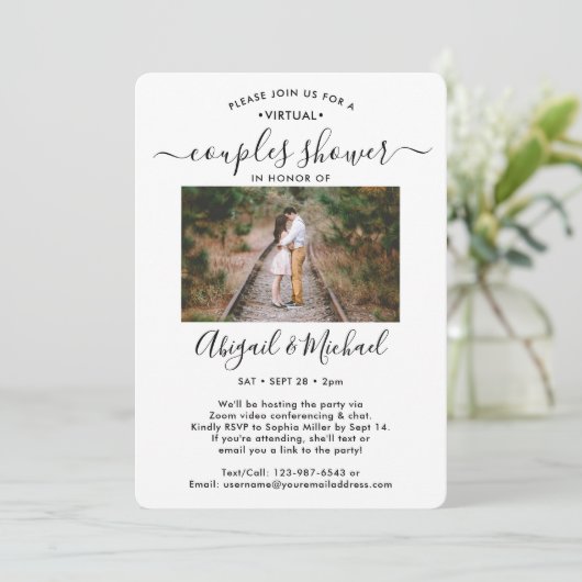 2 Foto virtueel koppel Vrijgezellenfeest per post Kaart (Staand voorkant)