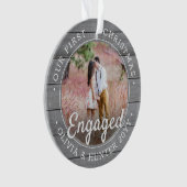 2 Foto voor eerste Kerstmis Gangschikt grijs faux  Ornament (voorkant)