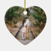 2 Foto voor eerste kerstmis met Faux Marble Heart Keramisch Ornament (Achterkant)