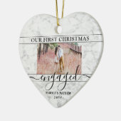 2 Foto voor eerste kerstmis met Faux Marble Heart Keramisch Ornament (Links)