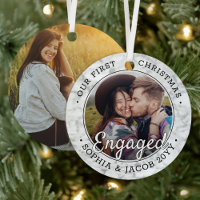 2 Foto voor eerste kerstmis met Faux Marble Round
