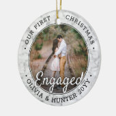 2 Foto voor eerste kerstmis met Modern Faux Marble Keramisch Ornament (Links)