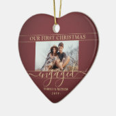 2 Foto voor eerste kerstmis: rood en gouden hart Keramisch Ornament (Links)