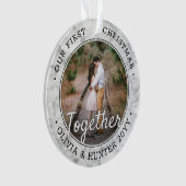 2 Foto voor het eerst met kerstmis, Faux Marble Ro Ornament (voorkant)