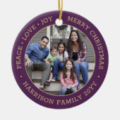 2 foto vrede liefde vreugde vrolijk kerstfeest Paa Keramisch Ornament (Voorkant)