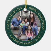 2 Foto Vrede Liefde Vreugde Vrolijk Kerstmis Groen Keramisch Ornament (Voorkant)