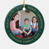 2 Foto Vrede Liefde Vreugde Vrolijk Kerstmis Groen Keramisch Ornament (Achterkant)